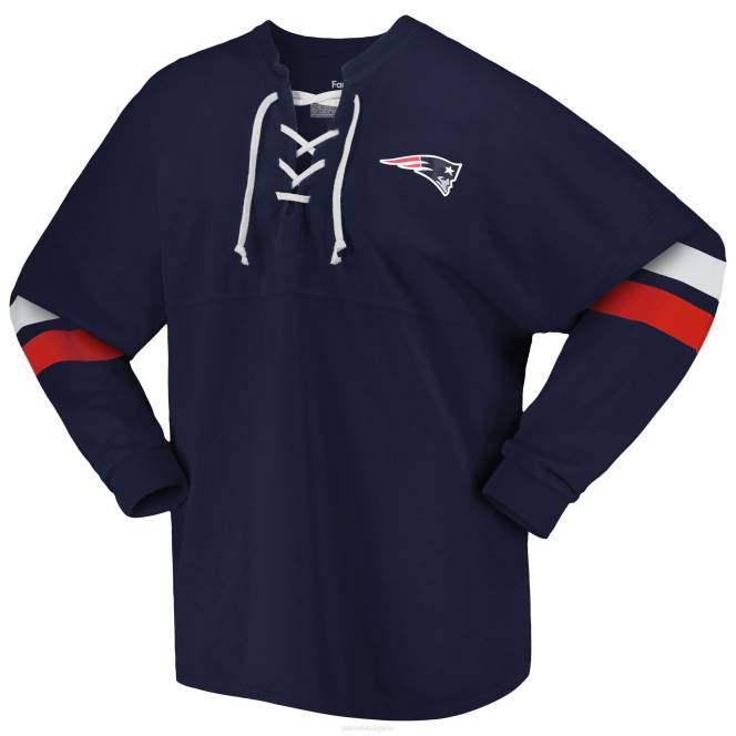 облекло Patriots Jersey тениска с дълъг ръкав с V-образно деколте и дантелено трико с марка fanatics Жени T8TH2703