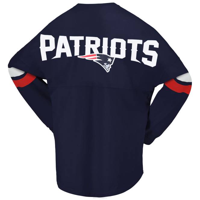 облекло Patriots Jersey тениска с дълъг ръкав с V-образно деколте и дантелено трико с марка fanatics Жени T8TH2703