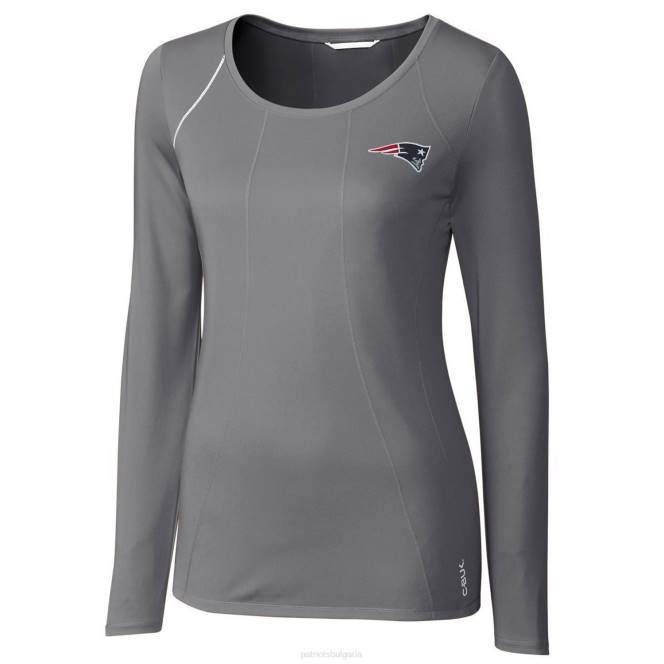 облекло Patriots Jersey cutter & buck grey тениска с дълги ръкави с широко деколте Жени T8TH2801