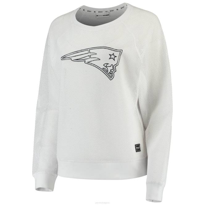 облекло Patriots Jersey бяла мрежеста тениска с дълъг ръкав dkny lauren Жени T8TH2763