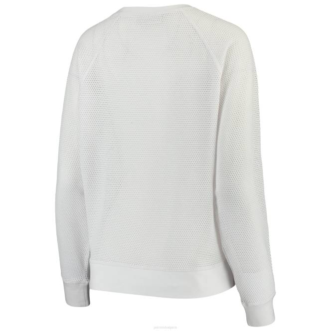 облекло Patriots Jersey бяла мрежеста тениска с дълъг ръкав dkny lauren Жени T8TH2763
