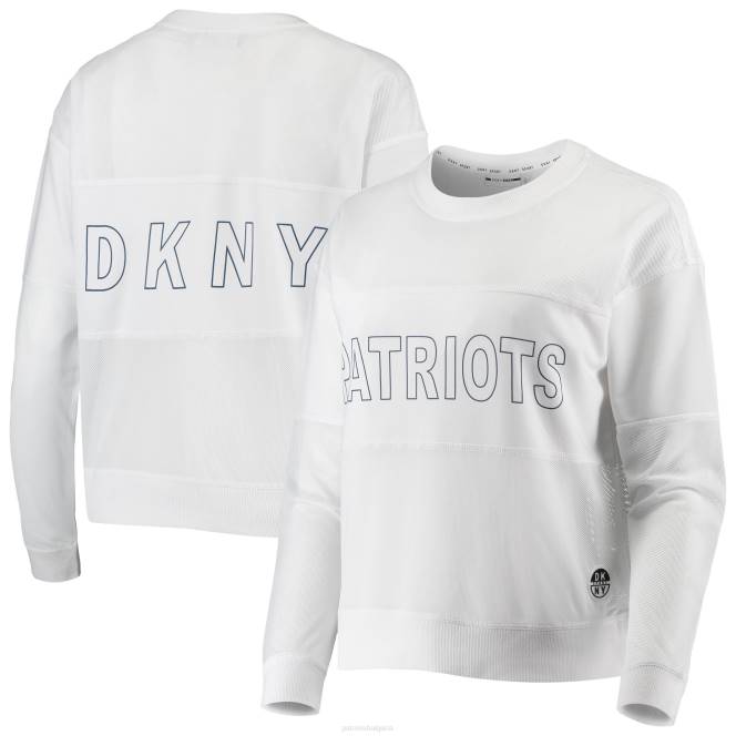 облекло Patriots Jersey dkny sport бяла тениска с дълъг ръкав Kaitland tri-blend Жени T8TH2790