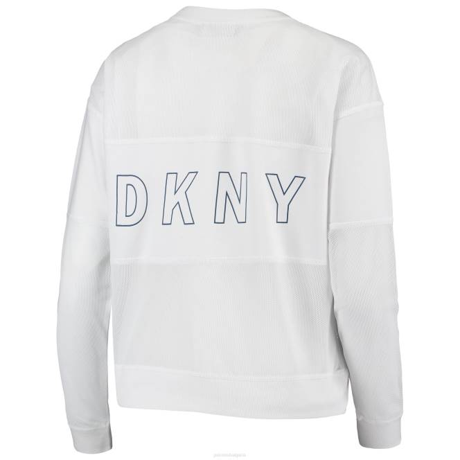 облекло Patriots Jersey dkny sport бяла тениска с дълъг ръкав Kaitland tri-blend Жени T8TH2790