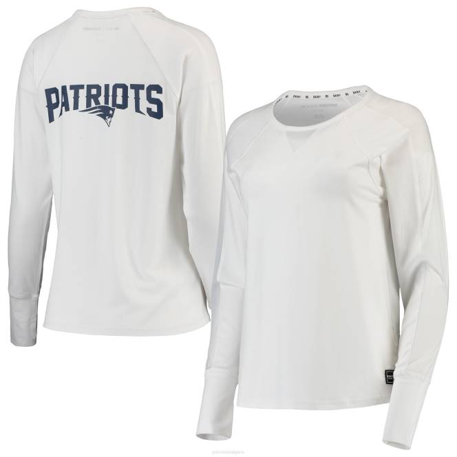 облекло Patriots Jersey бяла мрежеста тениска с дълги ръкави dkny sport Жени T8TH2761