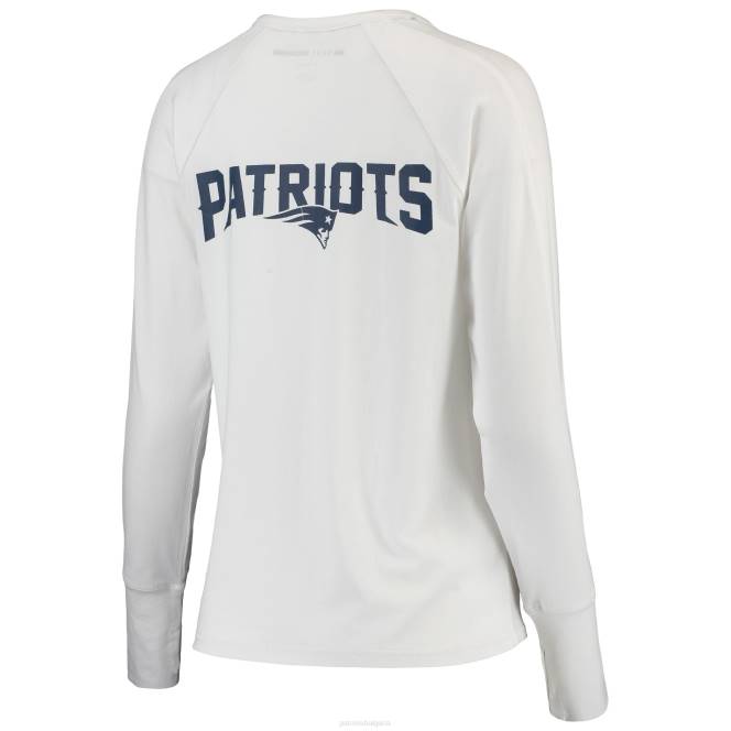 облекло Patriots Jersey бяла мрежеста тениска с дълги ръкави dkny sport Жени T8TH2761