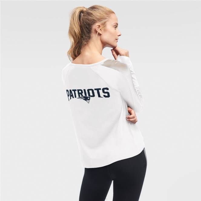облекло Patriots Jersey бяла мрежеста тениска с дълги ръкави dkny sport Жени T8TH2761