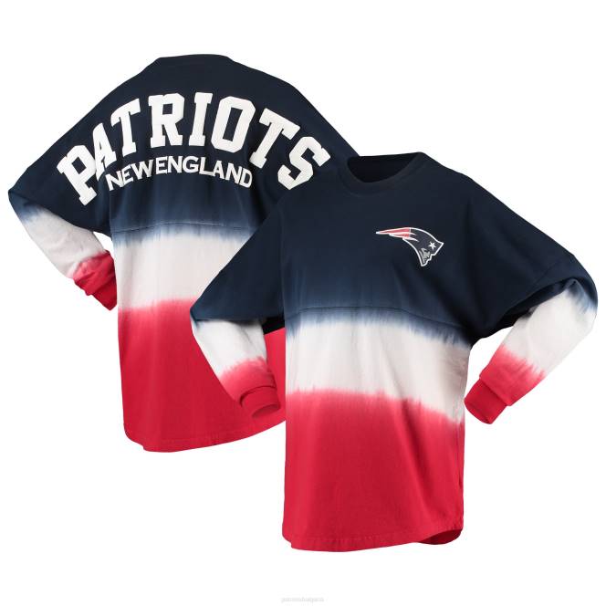 облекло Patriots Jersey тениска с дълъг ръкав с марка fanatics тъмносиньо/червено омбре Жени T8TH2635