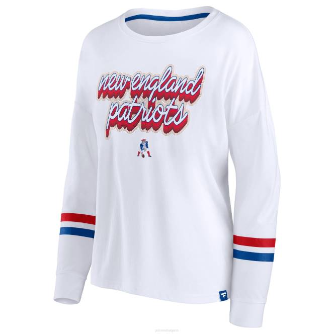 облекло Patriots Jersey бяла ретро мощна тениска с дълъг ръкав с марка fanatics Жени T8TH2667