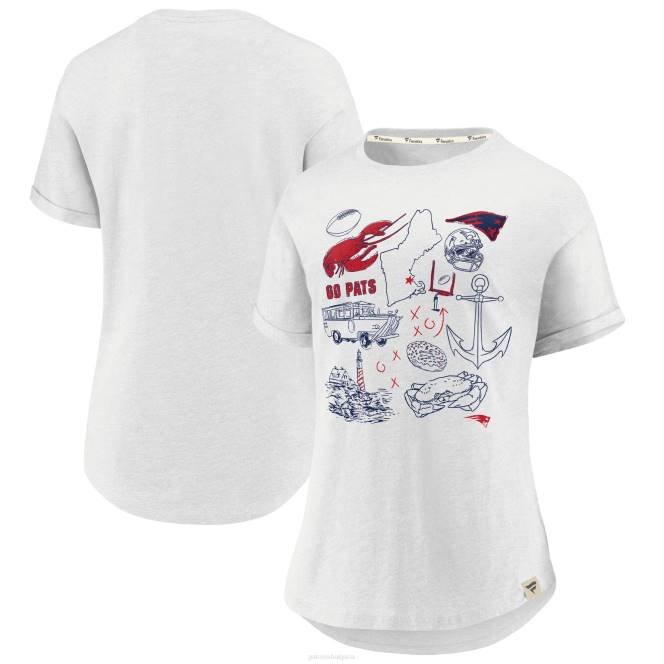 облекло Patriots Jersey fanatics брандирана бяла тениска с лепенка и истинска класика за родния град Жени T8TH2732