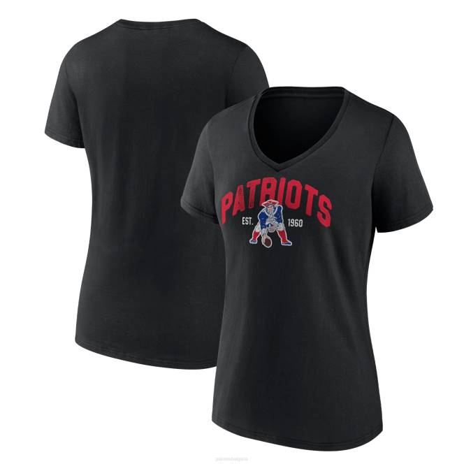 облекло Patriots Jersey fanatics брандирана черна тениска с голям размер с v-образно деколте Жени T8TH2674