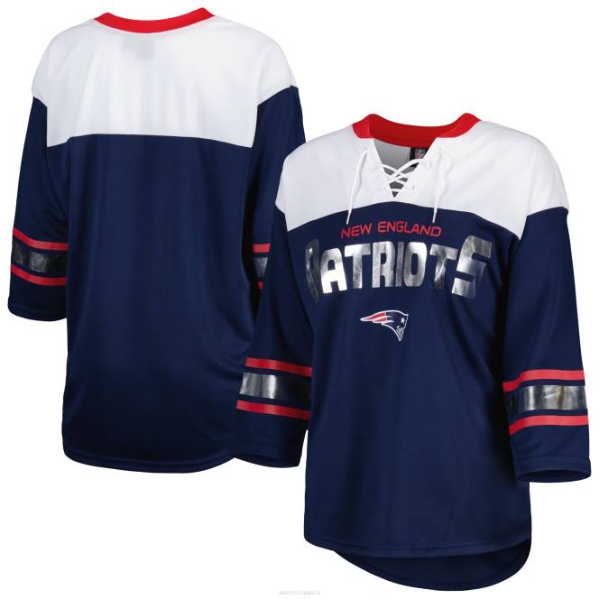 облекло Patriots Jersey g-iii 4her от carl banks тениска с дантели в синьо/бял двоен екип с 3/4 ръкави Жени T8TH2704