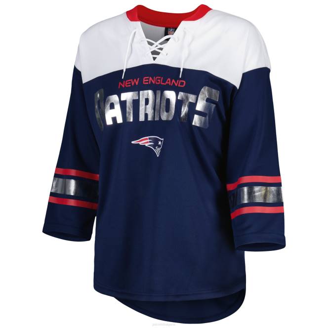 облекло Patriots Jersey g-iii 4her от carl banks тениска с дантели в синьо/бял двоен екип с 3/4 ръкави Жени T8TH2704