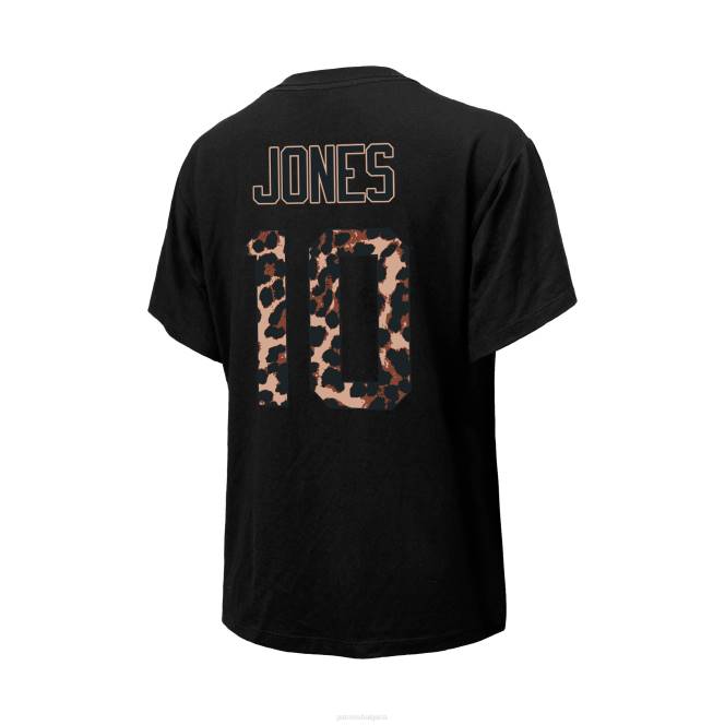 облекло Patriots Jersey величествени конци mac jones черен леопард играч име и номер тениска Жени T8TH2751