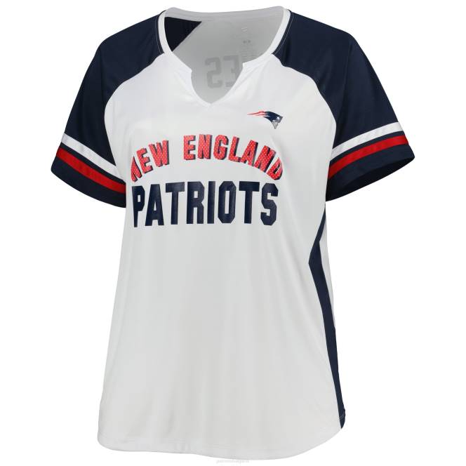 облекло Patriots Jersey mac jones бяла тениска с голям размер и деколте Жени T8TH2770