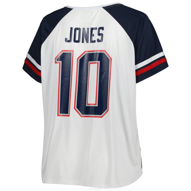 облекло Patriots Jersey mac jones бяла тениска с голям размер и деколте Жени T8TH2770