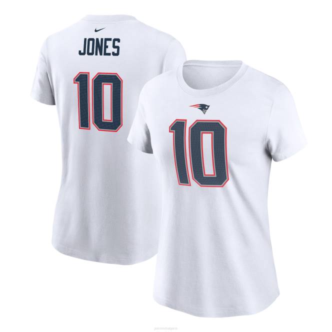облекло Patriots Jersey Тениска с име и номер на nike mac jones white player Жени T8TH2792