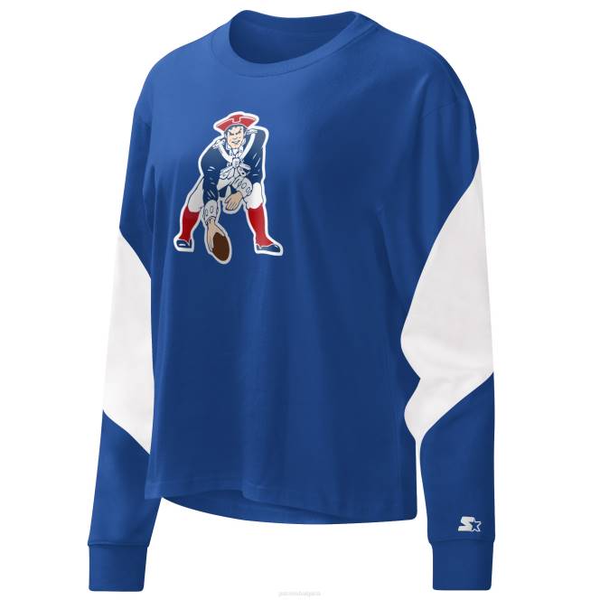 облекло Patriots Jersey начална тениска с дълъг ръкав royal insight crop tri-blend Жени T8TH2678