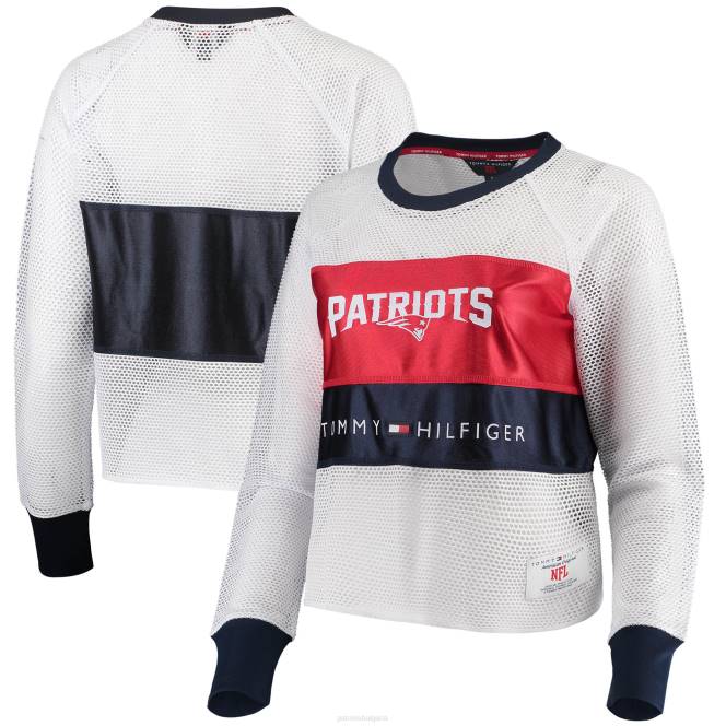 облекло Patriots Jersey tommy hilfiger бяла/червена мрежеста реглан тениска с дълъг ръкав Жени T8TH2759