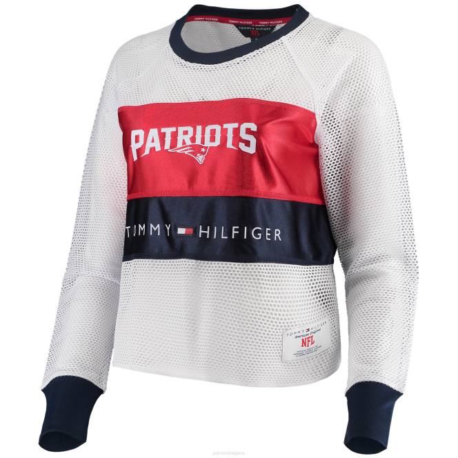 облекло Patriots Jersey tommy hilfiger бяла/червена мрежеста реглан тениска с дълъг ръкав Жени T8TH2759
