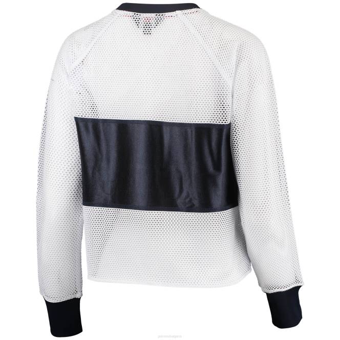 облекло Patriots Jersey tommy hilfiger бяла/червена мрежеста реглан тениска с дълъг ръкав Жени T8TH2759