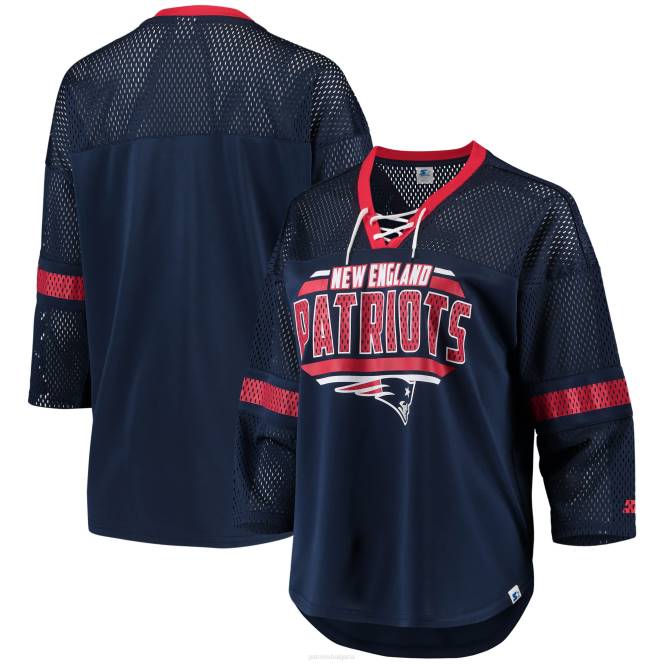 облекло Patriots Jersey стартова тениска с v-образно деколте и 3/4 ръкави с връзки Жени T8TH2787