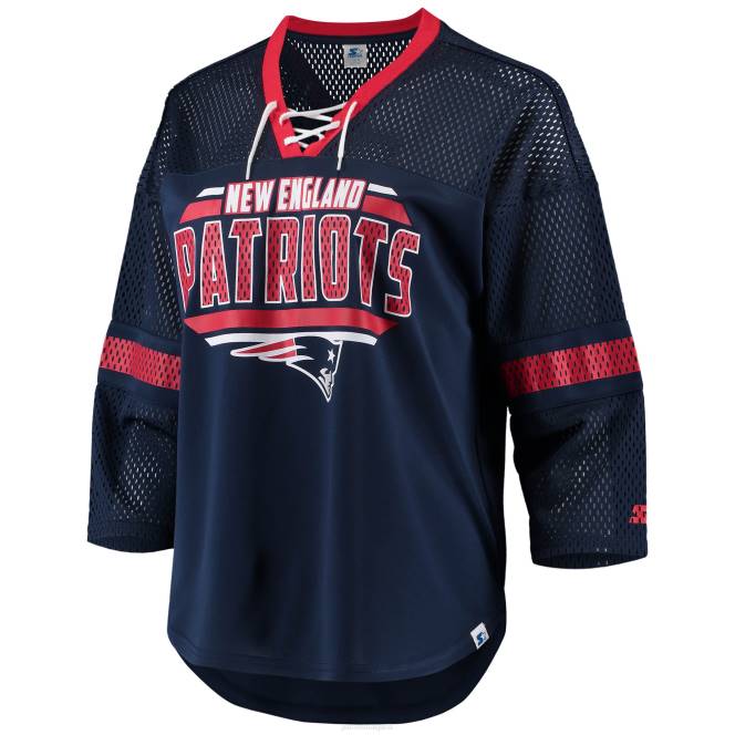 облекло Patriots Jersey стартова тениска с v-образно деколте и 3/4 ръкави с връзки Жени T8TH2787