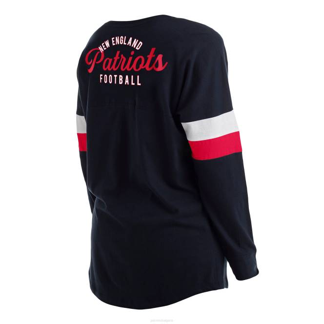 облекло Patriots Jersey атлетична университетска тениска с v-образно деколте и дълги ръкави от нова ера Жени T8TH2708
