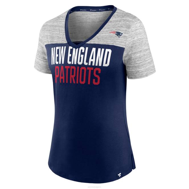 облекло Patriots Jersey тениска с v-образно деколте с марка fanatics, тъмносиня/сива с хълмисто сиво Жени T8TH2683