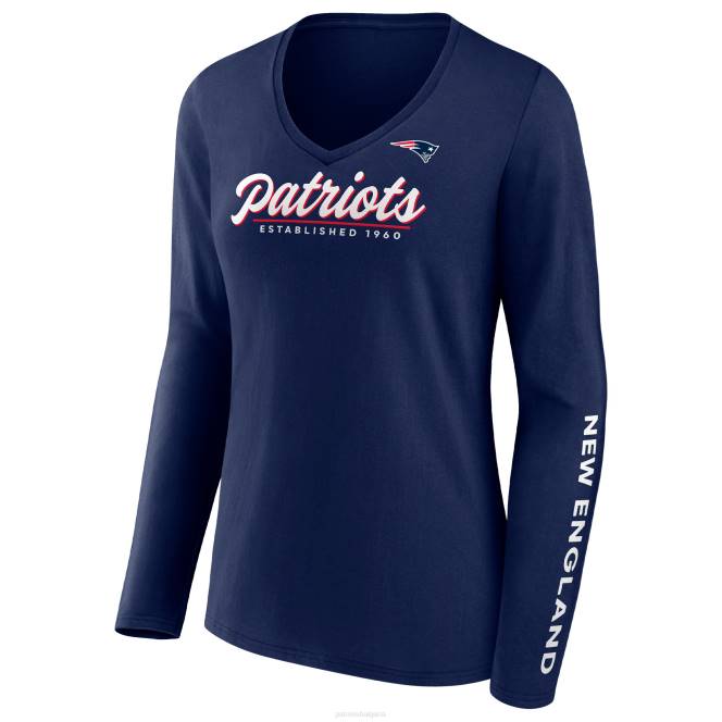 облекло Patriots Jersey тениска с дълъг ръкав с v-образно деколте и дълъг ръкав с марка fanatics Жени T8TH2778
