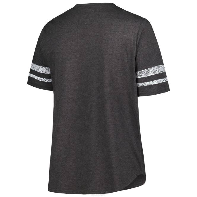 облекло Patriots Jersey тениска с v-образно деколте с връзки и голям размер с марката fanatics heather charcoal Жени T8TH2668