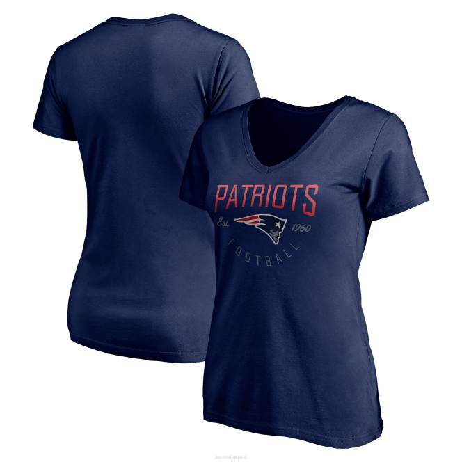 облекло Patriots Jersey тениска с v-образно деколте, марка fanatics, тъмносиня live for it Жени T8TH2757