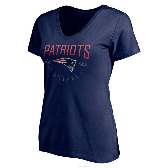облекло Patriots Jersey тениска с v-образно деколте, марка fanatics, тъмносиня live for it Жени T8TH2757