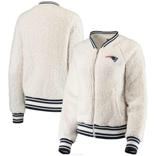 облекло Patriots Jersey кремава атлетична шерпа от нова ера с пълен цип Жени T8TH904