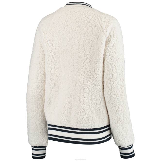 облекло Patriots Jersey кремава атлетична шерпа от нова ера с пълен цип Жени T8TH904