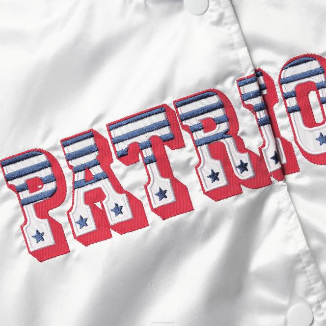 облекло Patriots Jersey начално бяло яке с висок пост от сатен с кристали Жени T8TH964