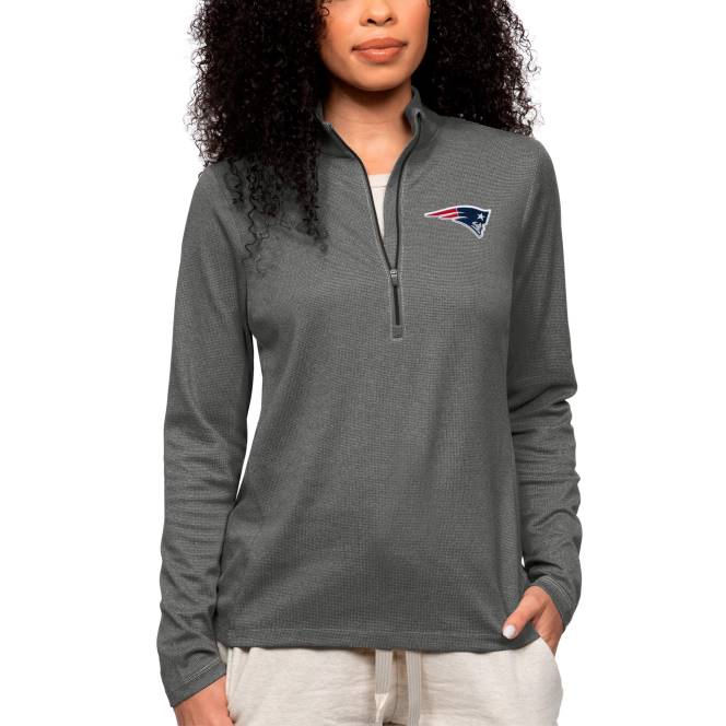 облекло Patriots Jersey antigua heathered charcoal epic горнище с четвърт цип Жени T8TH1004