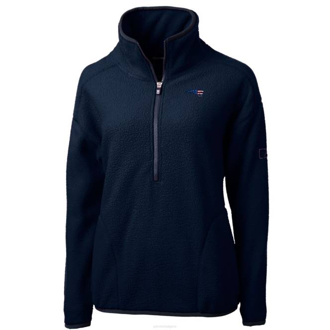 облекло Patriots Jersey cutter & buck тъмносиньо американско каскадно еко шерпа пуловер яке с половин цип Жени T8TH1014