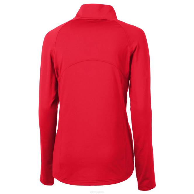 облекло Patriots Jersey cutter & buck червена каска с лого адаптиран еко плетен еластичен рециклиран пуловер с половин цип Жени T8TH828