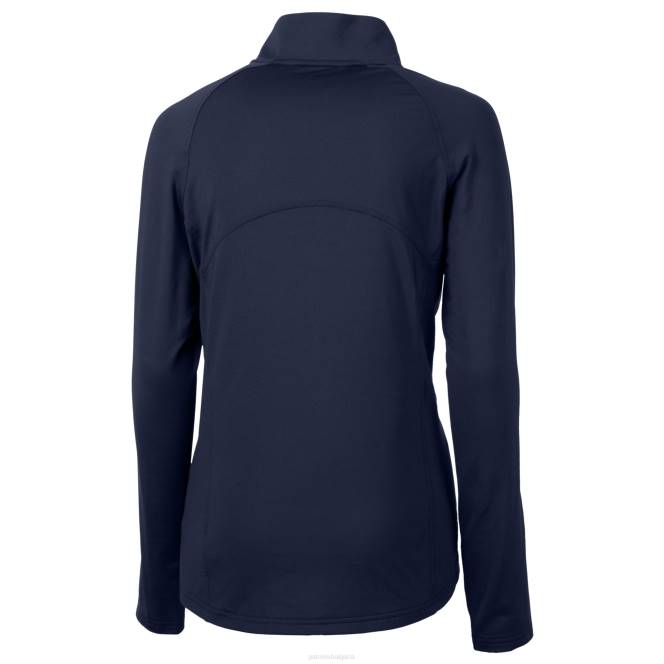 облекло Patriots Jersey cutter & buck тъмносин шлем лого адаптиран еко плетен еластичен рециклиран пуловер с половин цип Жени T8TH835