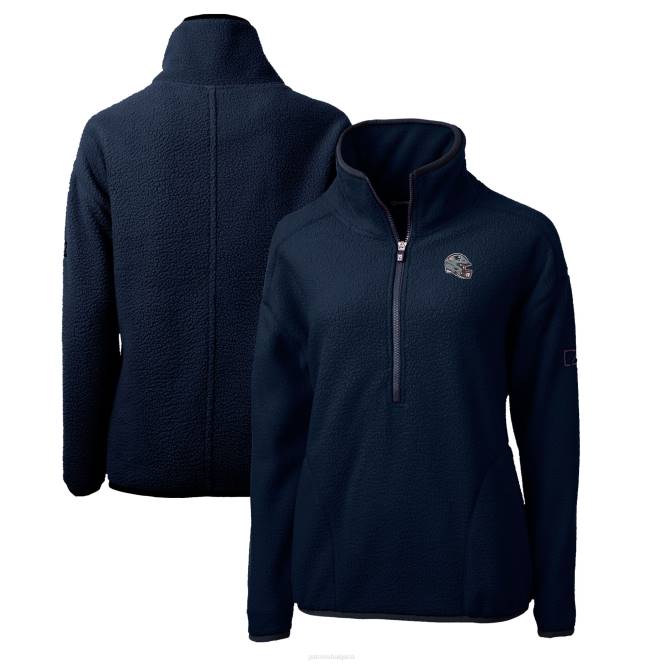 облекло Patriots Jersey cutter & buck тъмносиня каска лого каскада еко шерпа руно яке с половин цип пуловер Жени T8TH852