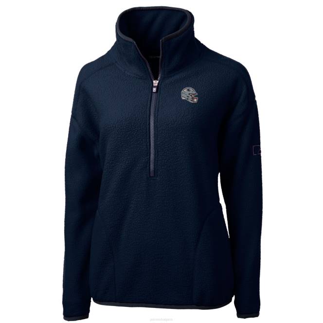 облекло Patriots Jersey cutter & buck тъмносиня каска лого каскада еко шерпа руно яке с половин цип пуловер Жени T8TH852