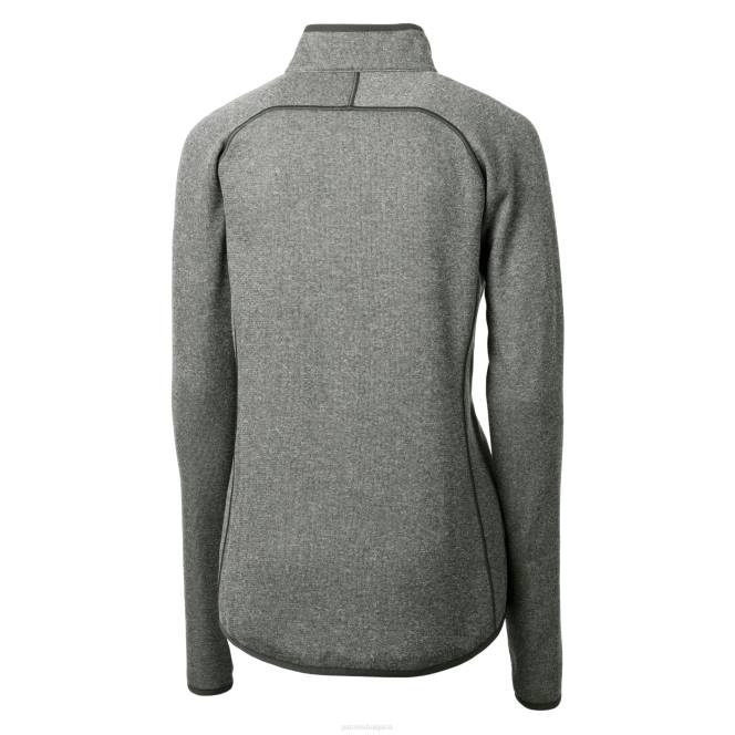 облекло Patriots Jersey cutter & buck хедър сива каска лого грот пуловер плетено яке с цял цип Жени T8TH854