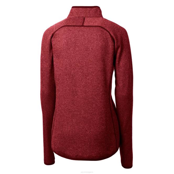 облекло Patriots Jersey cutter & buck червена каска лого грот пуловер плетено яке с цял цип Жени T8TH855