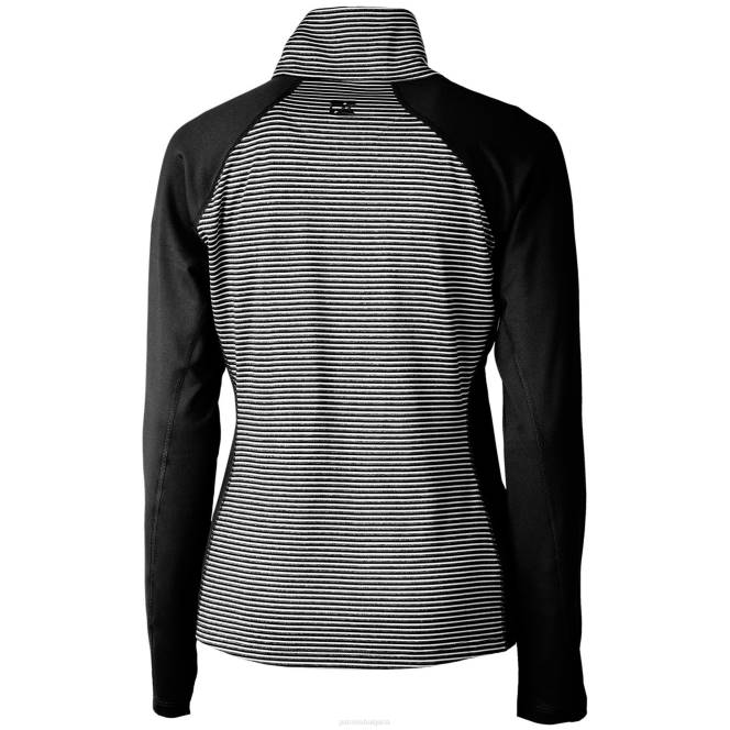 облекло Patriots Jersey cutter & buck black throwback logo forge тонални ивици разтеглив пуловер с половин цип Жени T8TH1093