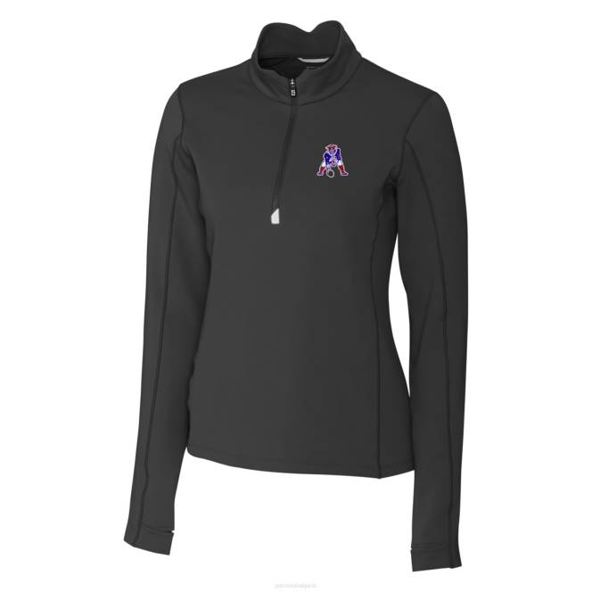 облекло Patriots Jersey cutter & buck black throwback лого traverse еластичен пуловер с четвърт цип Жени T8TH1035