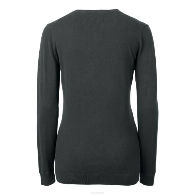 облекло Patriots Jersey cutter & buck charcoal шлем лого lakemont tri-blend пуловер с v-образно деколте Жени T8TH896