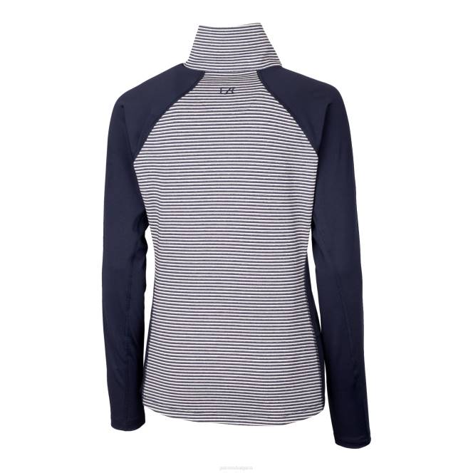 облекло Patriots Jersey cutter & buck тъмносиньо лого на каска drytec forge тонално райе разтегливо горнище с половин цип Жени T8TH844