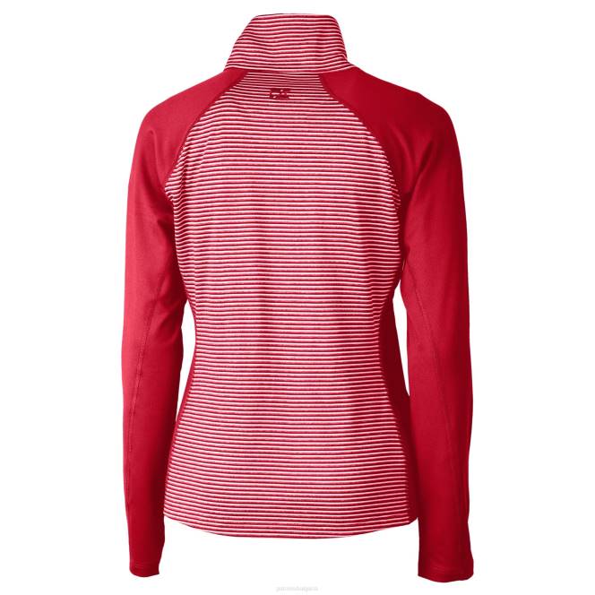 облекло Patriots Jersey cutter & buck червена каска лого drytec forge тонално райе разтегливо горнище с половин цип Жени T8TH845