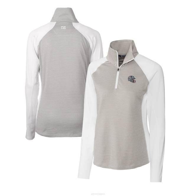 облекло Patriots Jersey cutter & buck бяла каска лого drytec forge тонално райе разтегливо горнище с половин цип Жени T8TH861