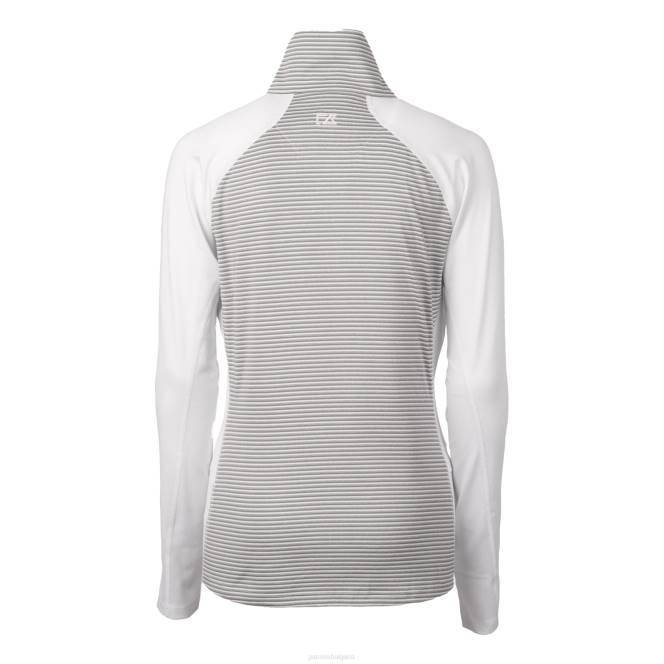 облекло Patriots Jersey cutter & buck бяла каска лого drytec forge тонално райе разтегливо горнище с половин цип Жени T8TH861